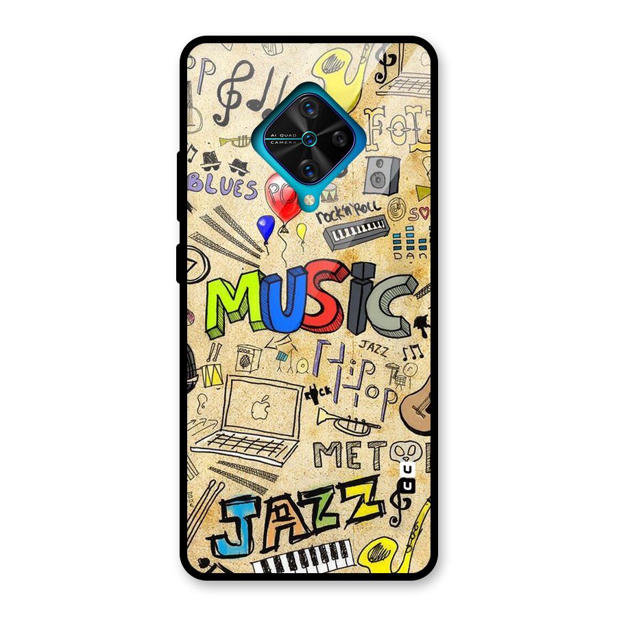 Music Pattern Glass Back Case for Vivo S1 Pro