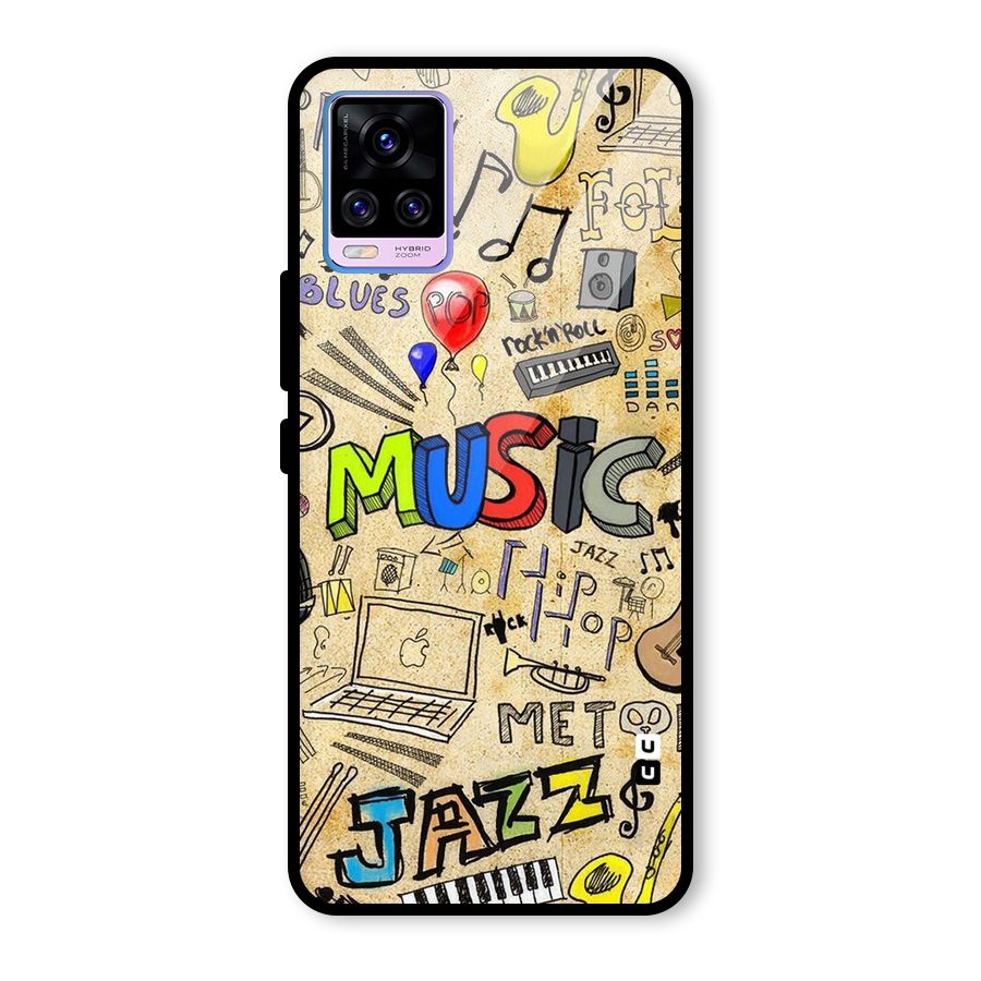 Music Pattern Glass Back Case for Vivo V20 Pro