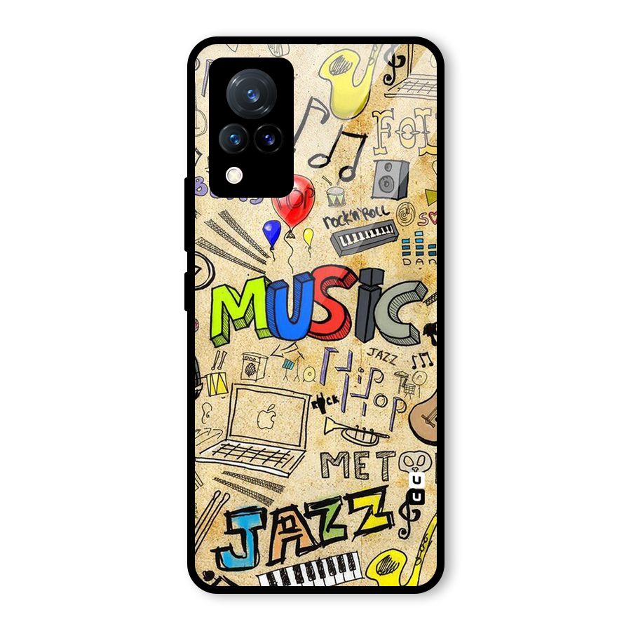 Music Pattern Glass Back Case for Vivo V21 5G
