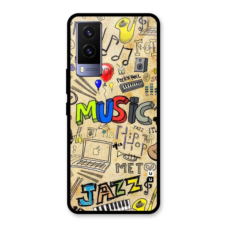 Music Pattern Glass Back Case for Vivo V21e 5G