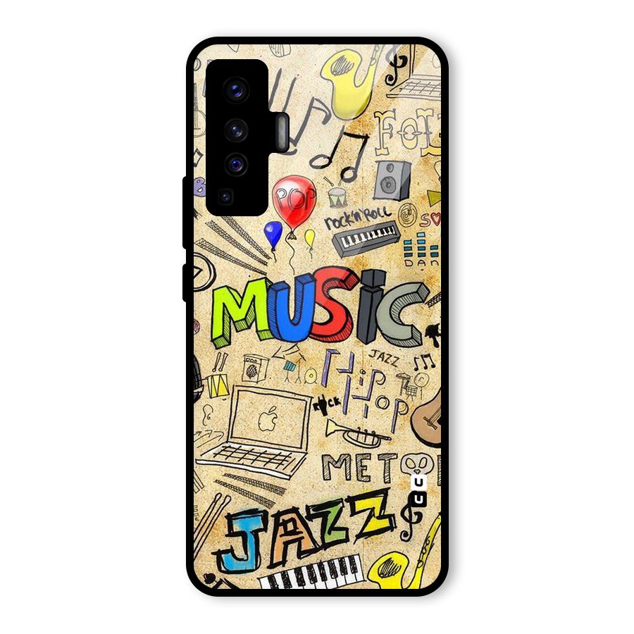 Music Pattern Glass Back Case for Vivo X50