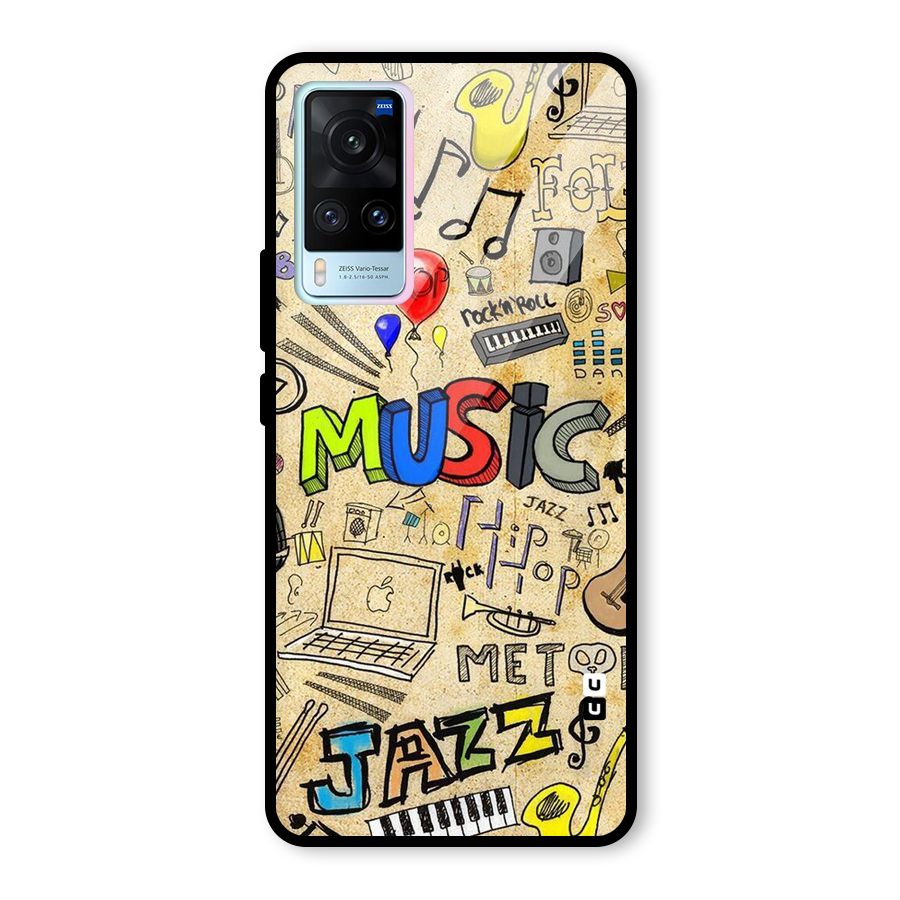Music Pattern Glass Back Case for Vivo X60