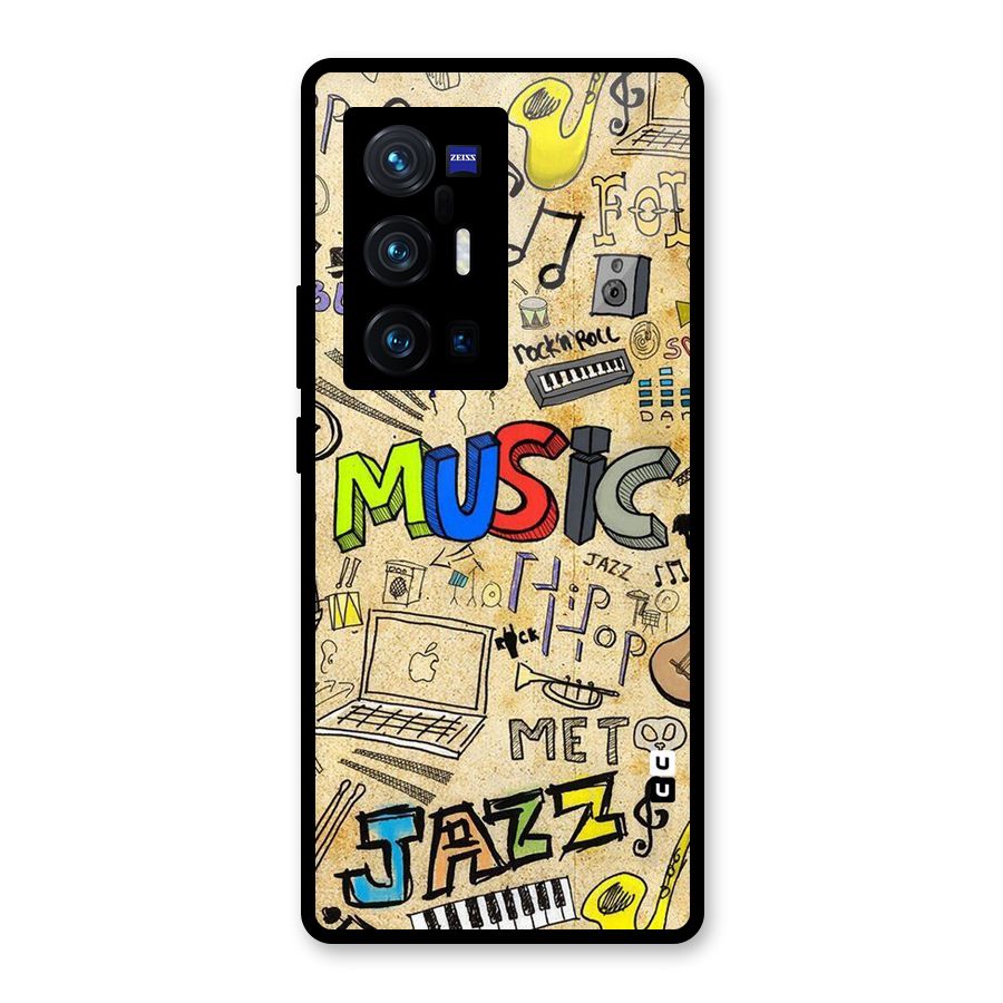 Music Pattern Glass Back Case for Vivo X70 Pro Plus