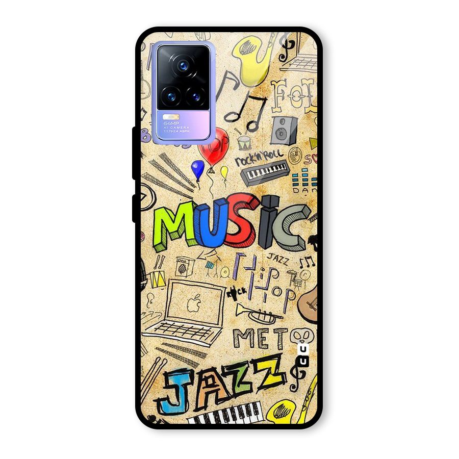 Music Pattern Glass Back Case for Vivo Y73