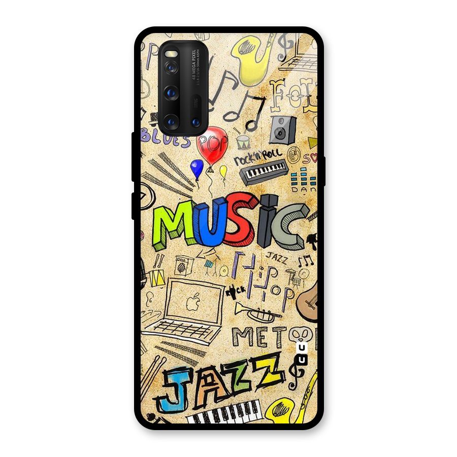 Music Pattern Glass Back Case for Vivo iQOO 3
