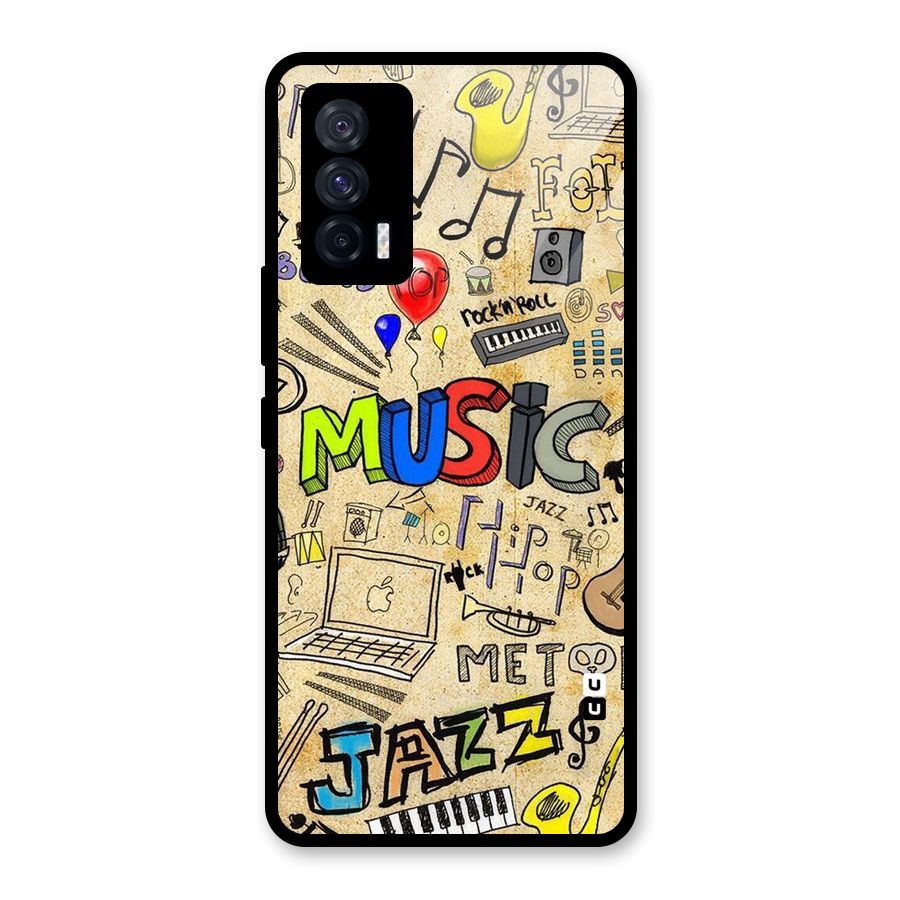 Music Pattern Glass Back Case for Vivo iQOO 7 5G