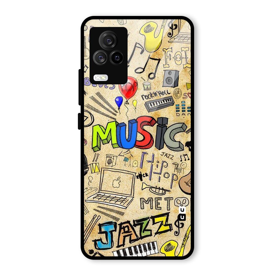 Music Pattern Glass Back Case for Vivo iQOO 7 Legend 5G