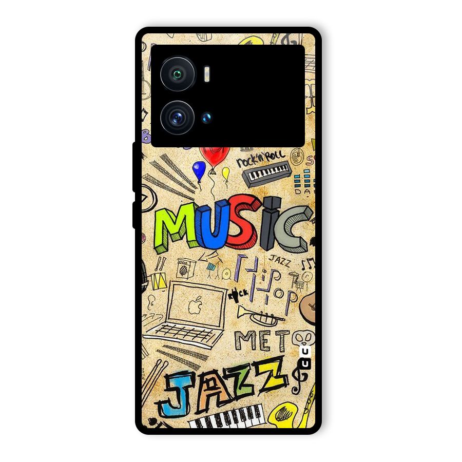 Music Pattern Glass Back Case for Vivo iQOO 9 Pro