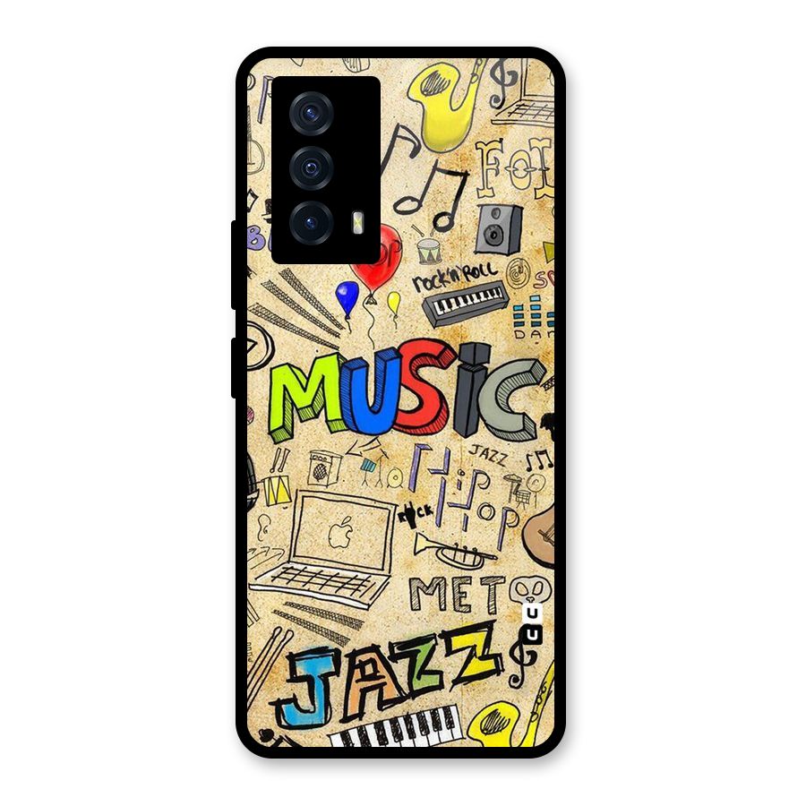 Music Pattern Glass Back Case for Vivo iQOO Z5