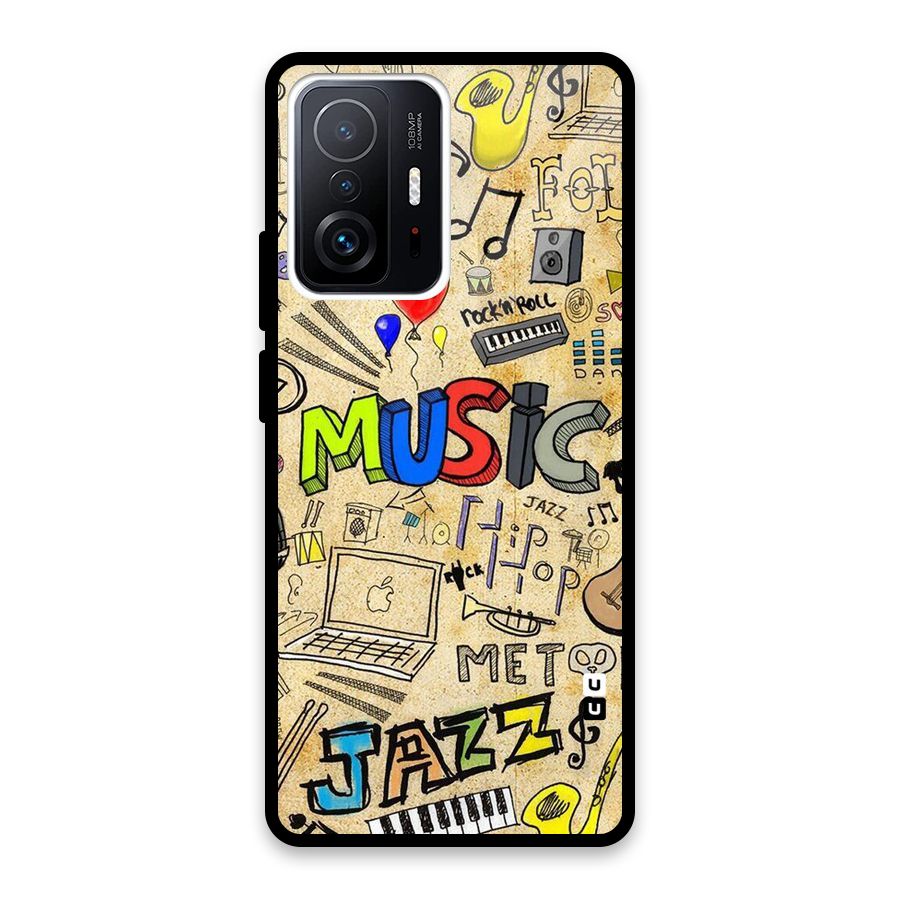 Music Pattern Glass Back Case for Xiaomi 11T Pro