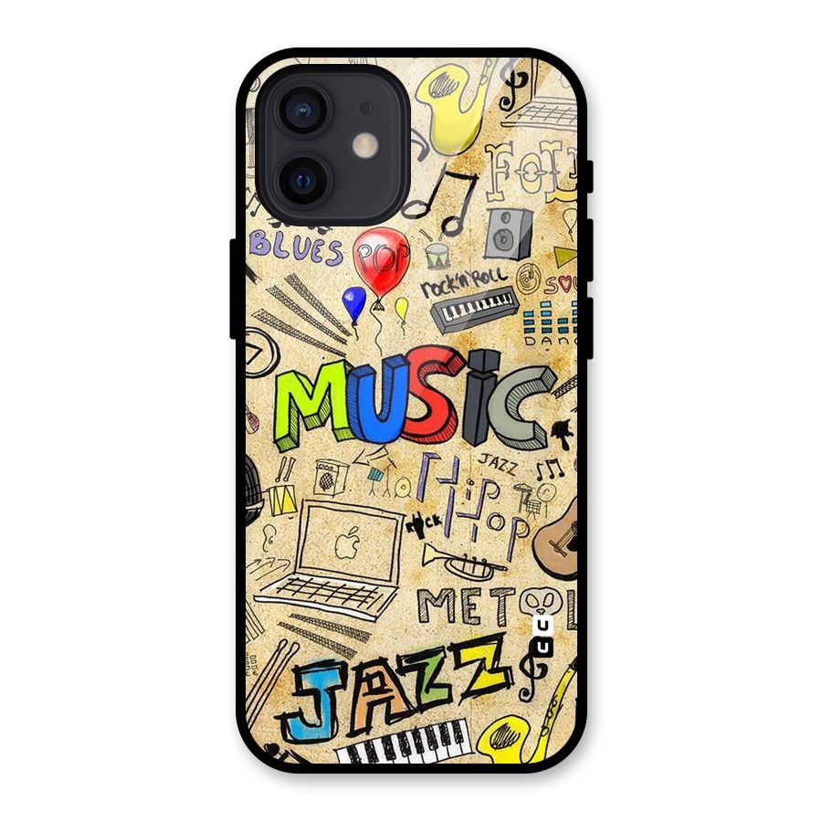 Music Pattern Glass Back Case for iPhone 12