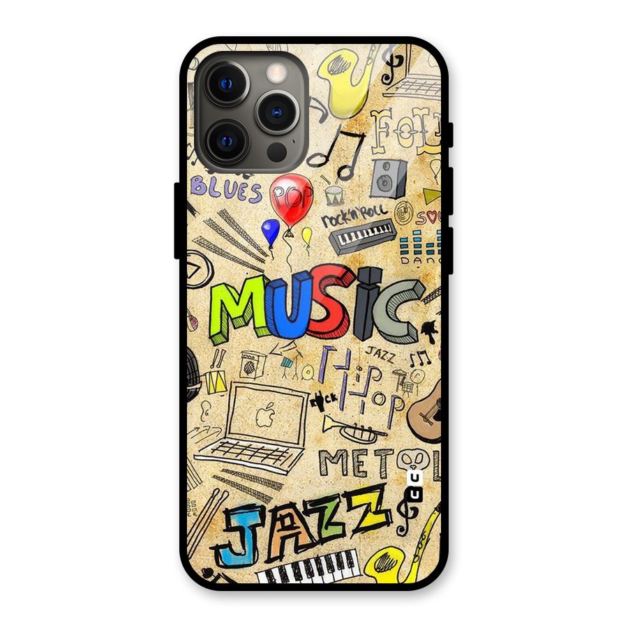 Music Pattern Glass Back Case for iPhone 12 Pro Max