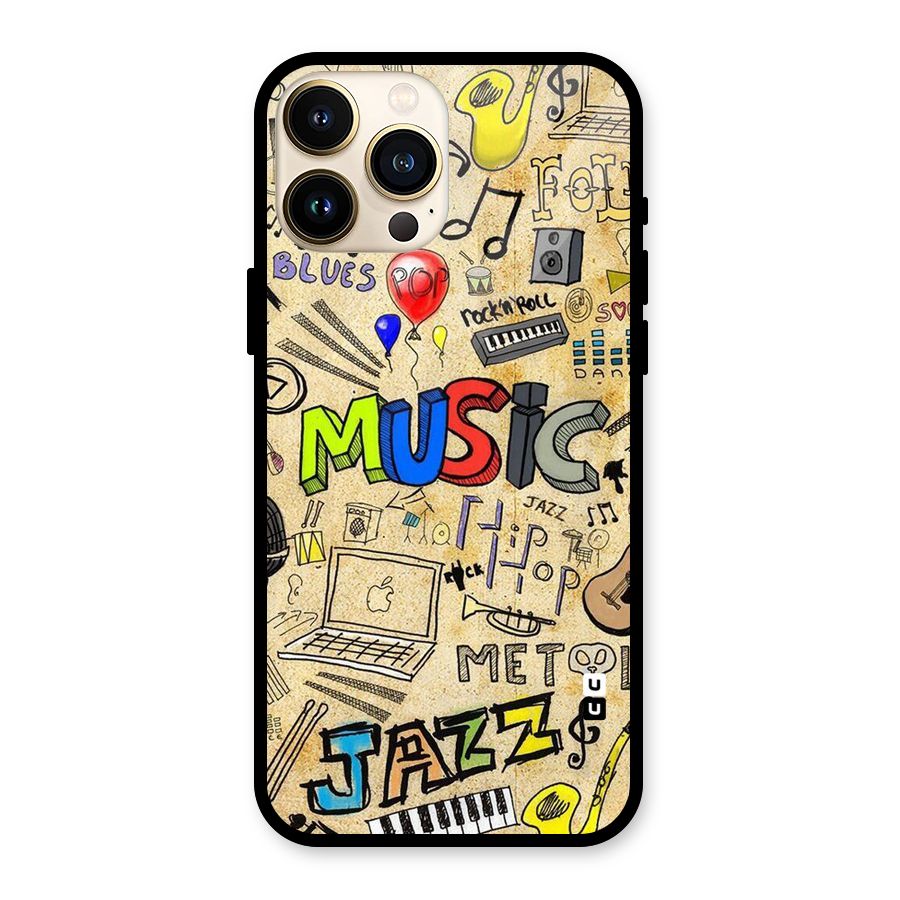 Music Pattern Glass Back Case for iPhone 13 Pro Max