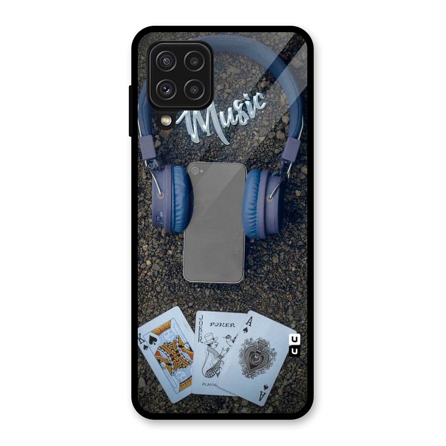 Music Power Cards Glass Back Case for Galaxy A22 4G