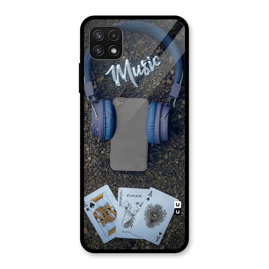 Music Power Cards Glass Back Case for Galaxy A22 5G