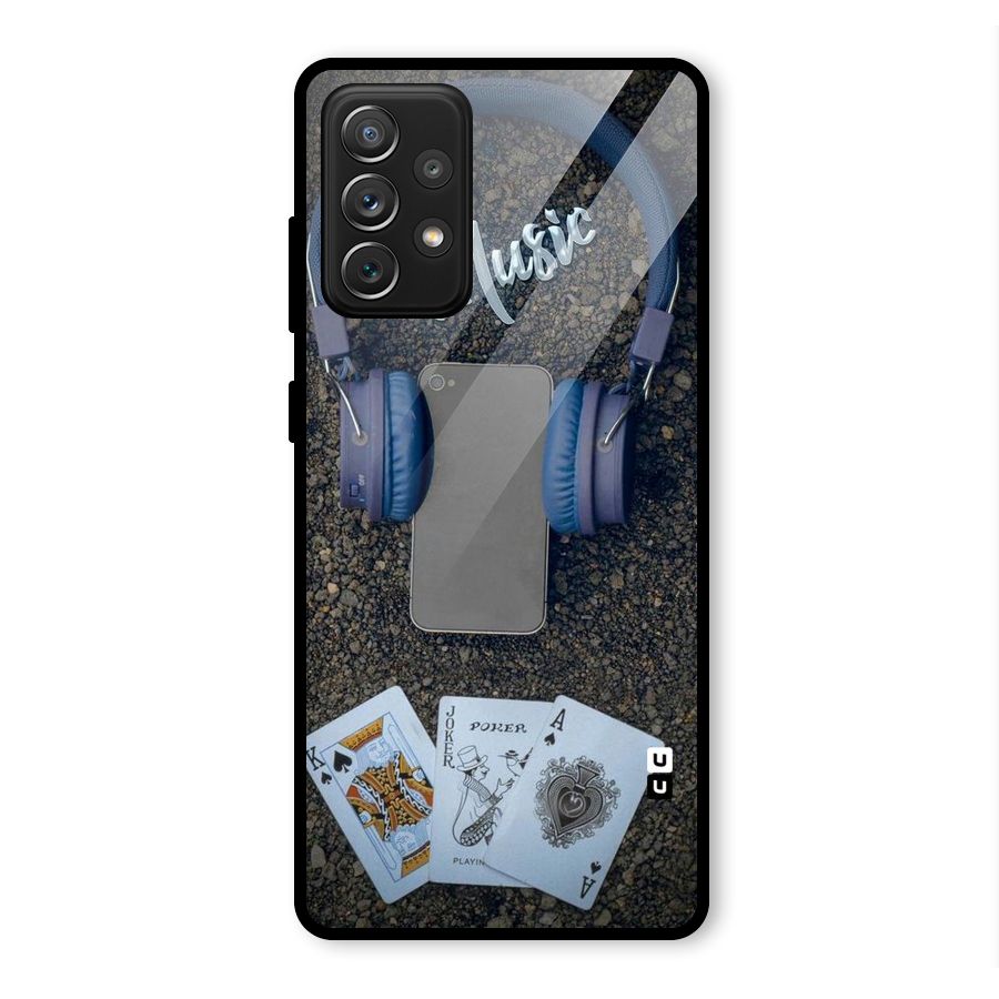Music Power Cards Glass Back Case for Galaxy A72