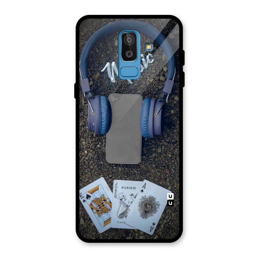 Music Power Cards Glass Back Case for Galaxy J8