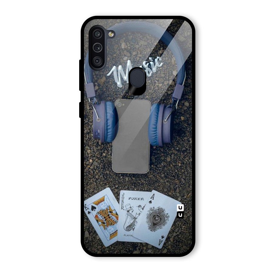 Music Power Cards Glass Back Case for Galaxy M11
