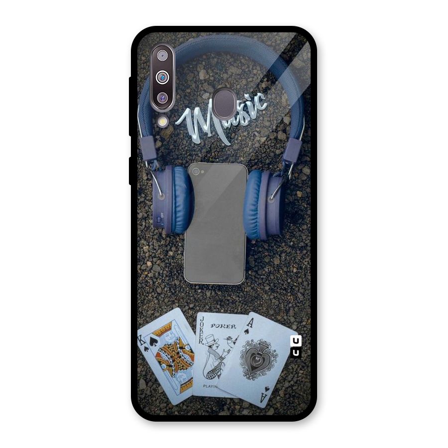 Music Power Cards Glass Back Case for Galaxy M30