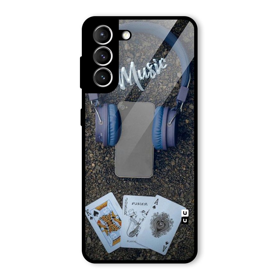 Music Power Cards Glass Back Case for Galaxy S21 5G