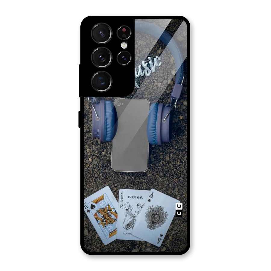 Music Power Cards Glass Back Case for Galaxy S21 Ultra 5G
