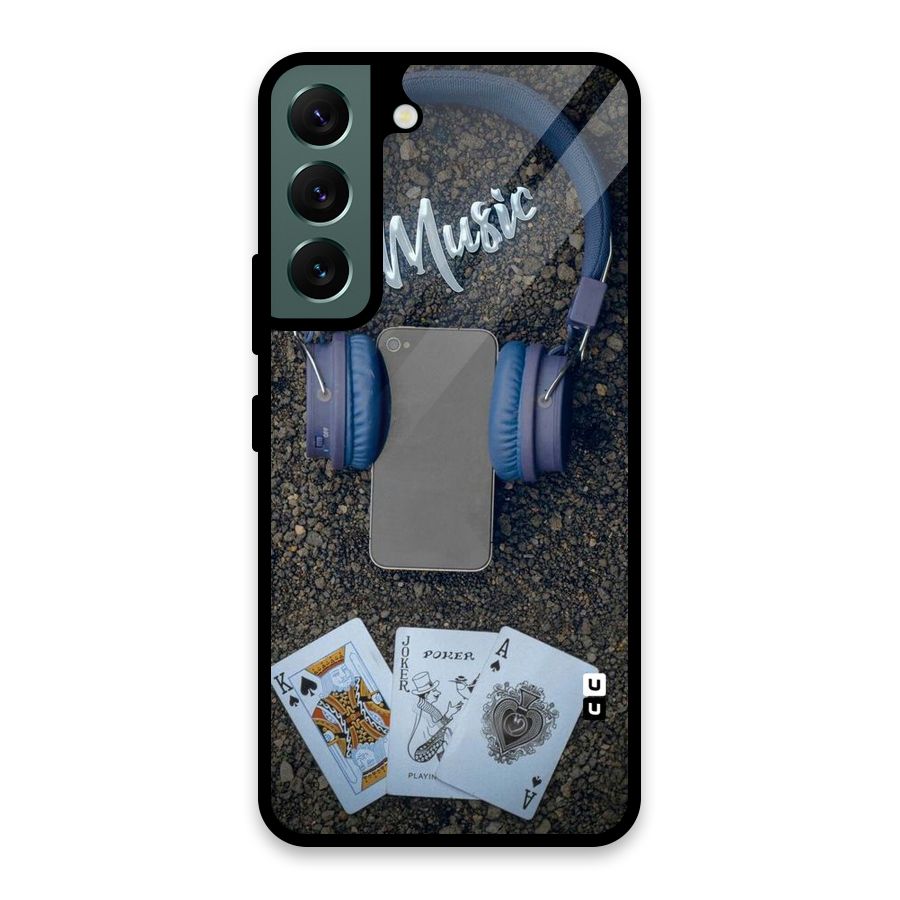 Music Power Cards Glass Back Case for Galaxy S22 5G