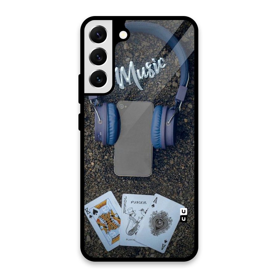 Music Power Cards Glass Back Case for Galaxy S22 Plus 5G