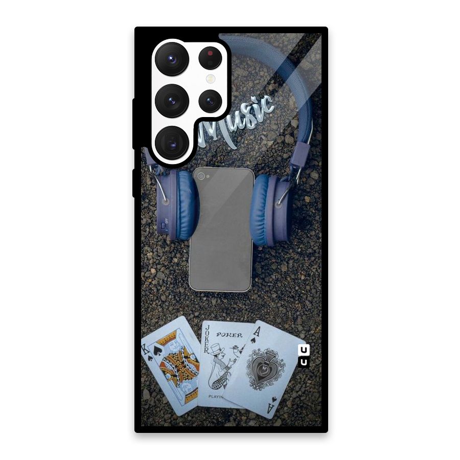 Music Power Cards Glass Back Case for Galaxy S22 Ultra 5G