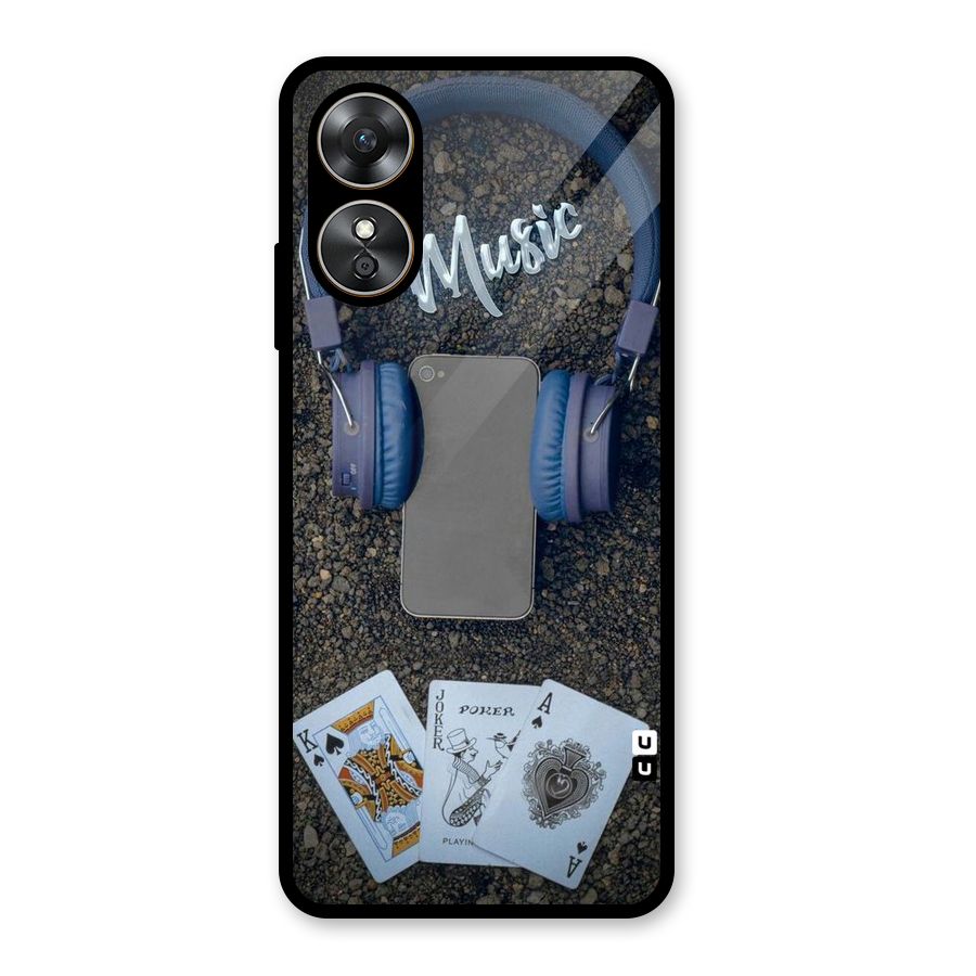 Music Power Cards Glass Back Case for Oppo A17