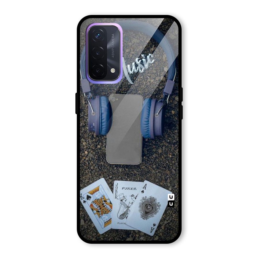 Music Power Cards Glass Back Case for Oppo A74 5G