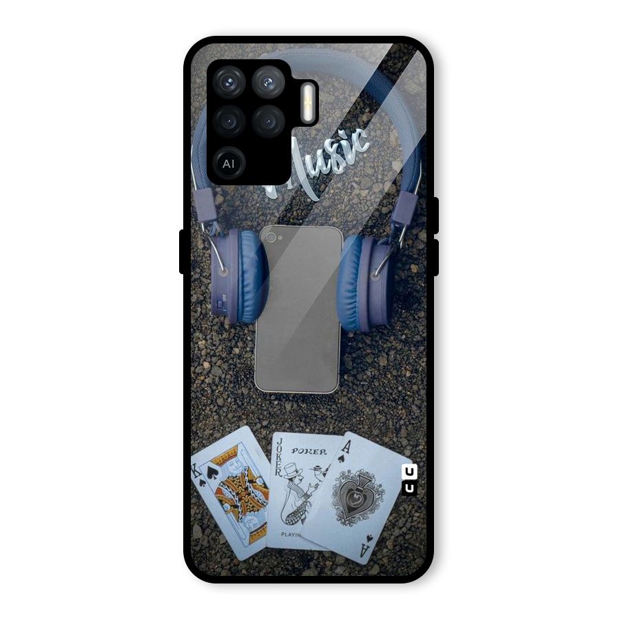 Music Power Cards Glass Back Case for Oppo F19 Pro
