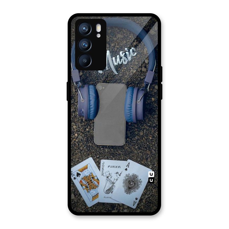 Music Power Cards Glass Back Case for Oppo Reno6 5G