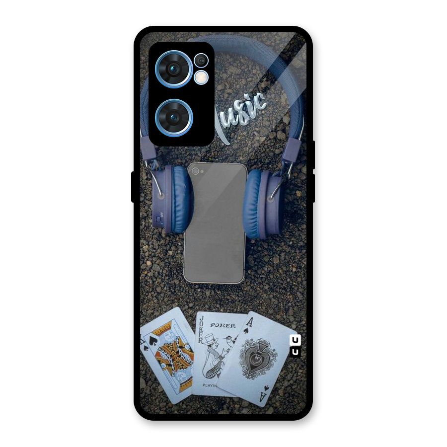 Music Power Cards Glass Back Case for Oppo Reno7 5G