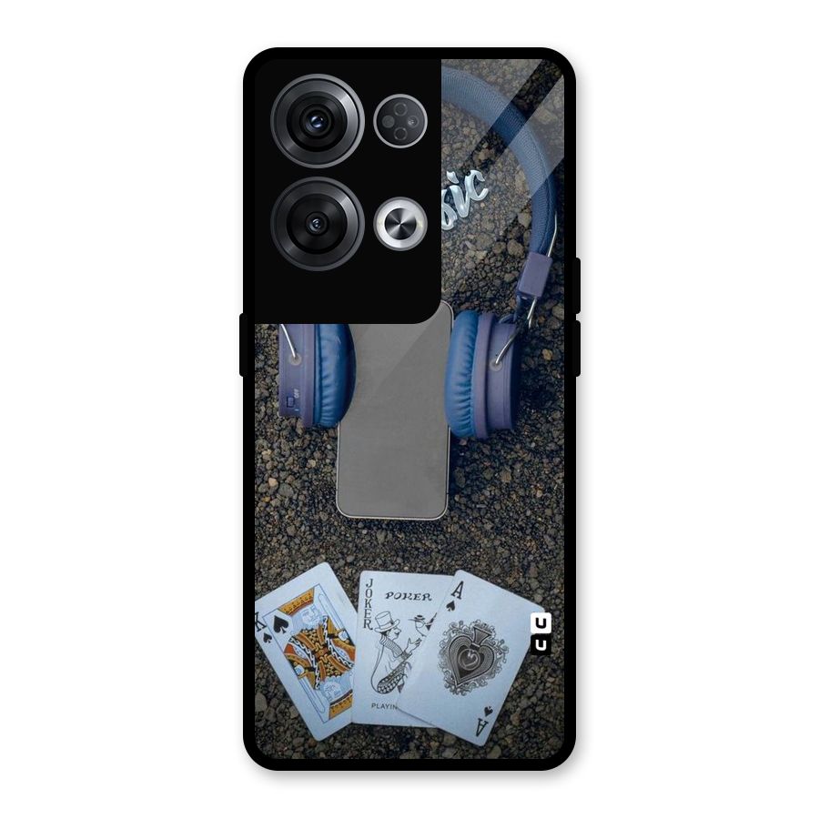 Music Power Cards Glass Back Case for Oppo Reno8 Pro 5G