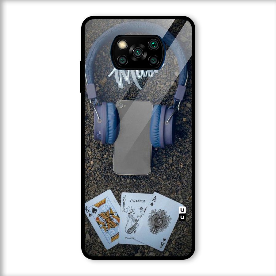 Music Power Cards Glass Back Case for Poco X3