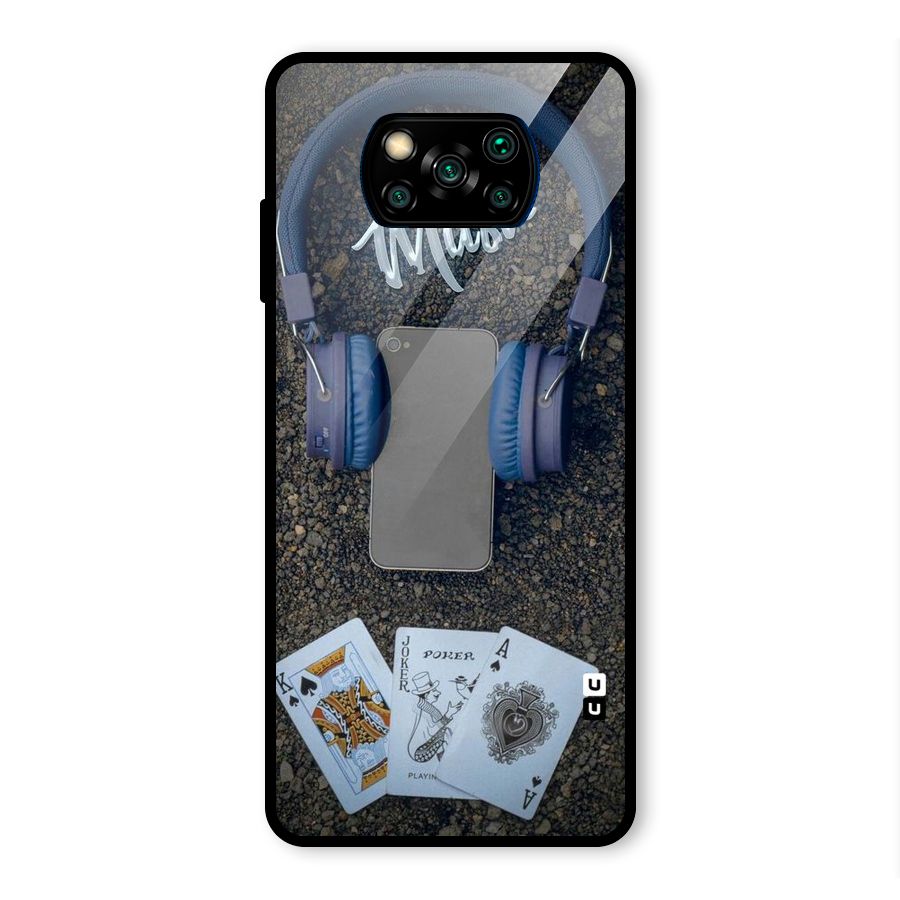 Music Power Cards Glass Back Case for Poco X3 Pro