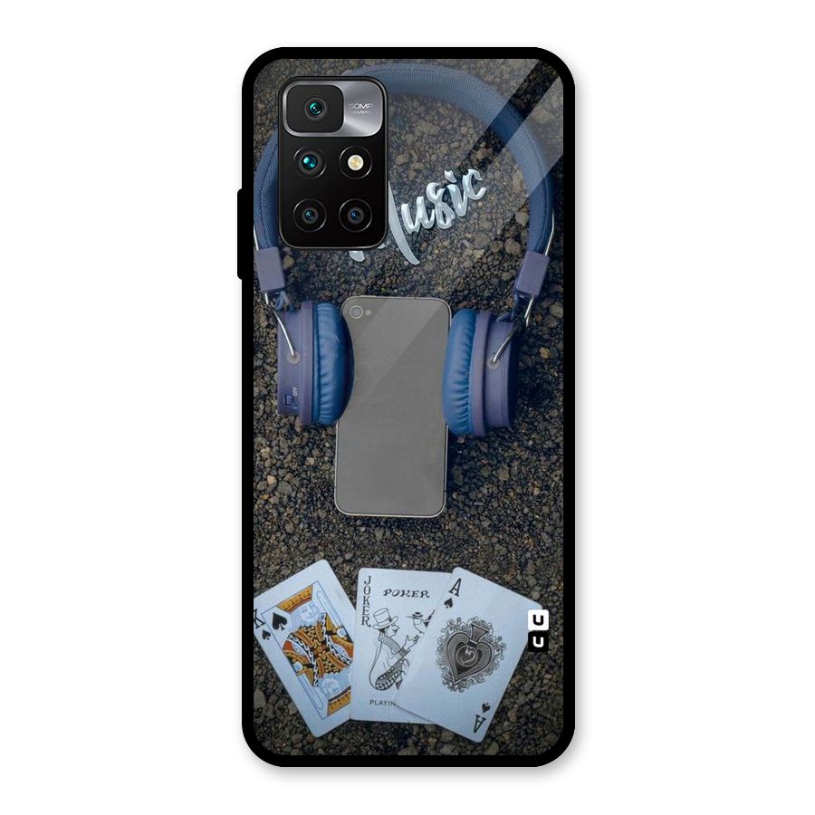 Music Power Cards Glass Back Case for Redmi 10 Prime