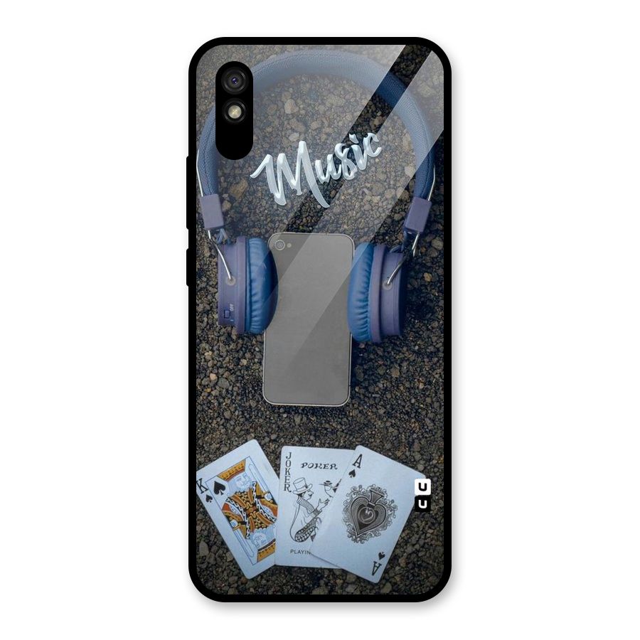 Music Power Cards Glass Back Case for Redmi 9A