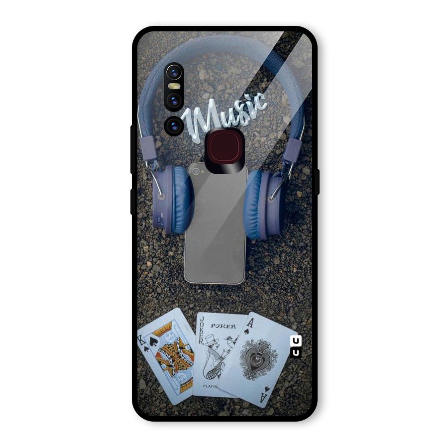 Music Power Cards Glass Back Case for Vivo V15