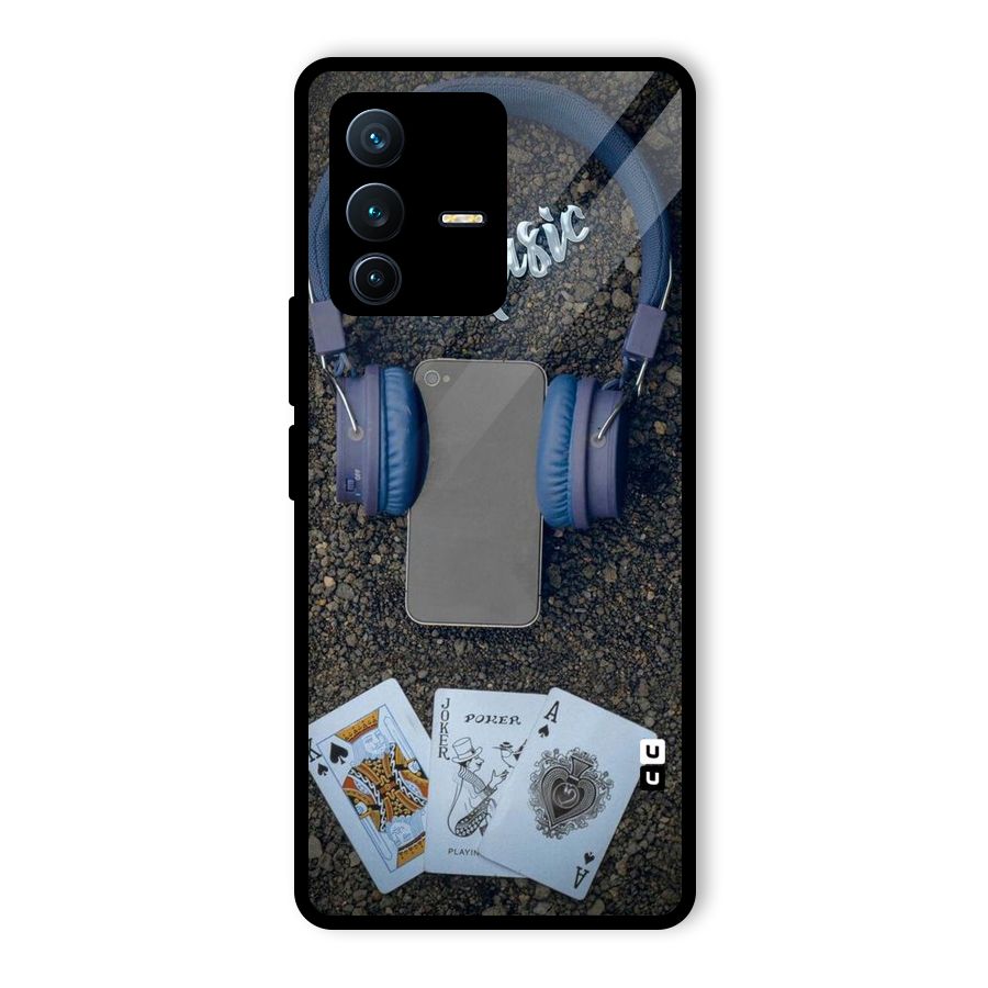 Music Power Cards Glass Back Case for Vivo V23 Pro