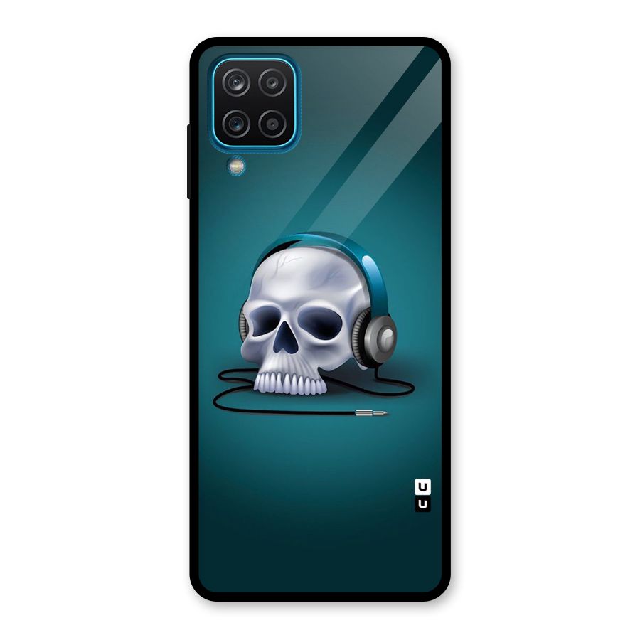 Music Skull Glass Back Case for Galaxy A12