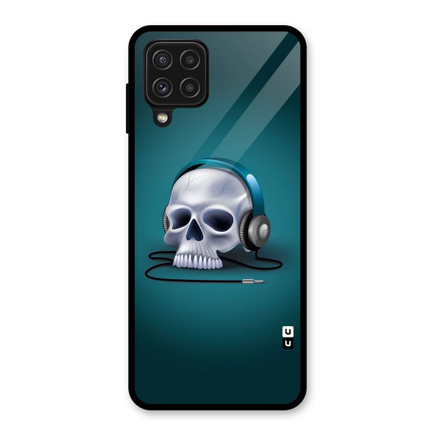 Music Skull Glass Back Case for Galaxy A22 4G