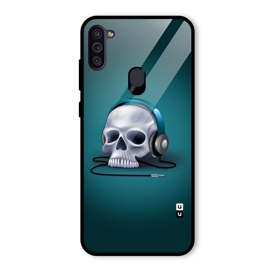 Music Skull Glass Back Case for Galaxy M11