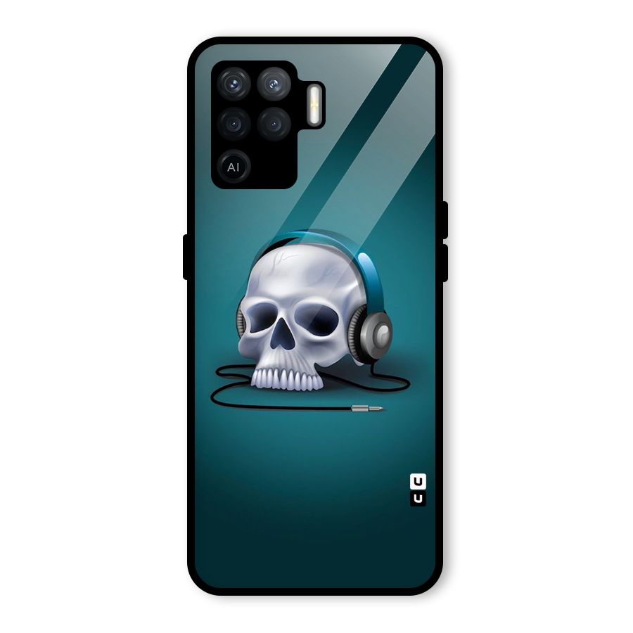 Music Skull Glass Back Case for Oppo F19 Pro