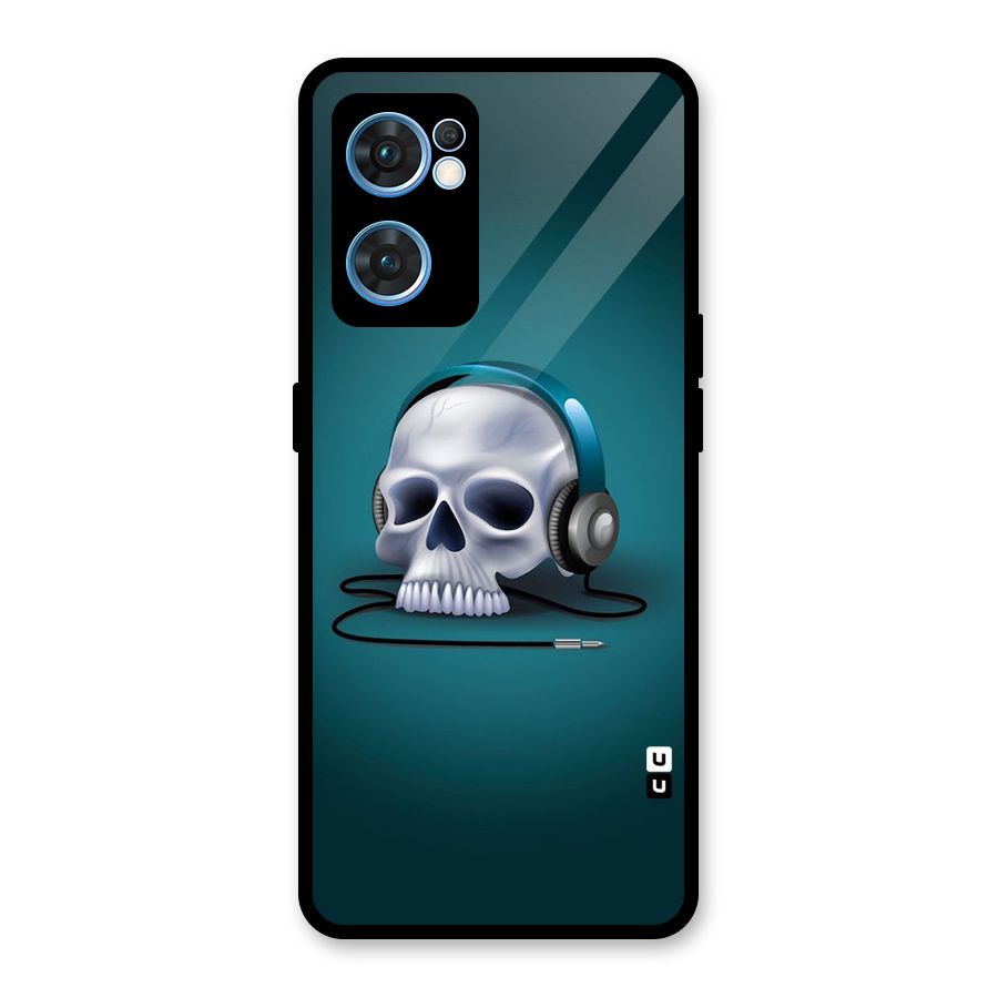 Music Skull Glass Back Case for Oppo Reno7 5G