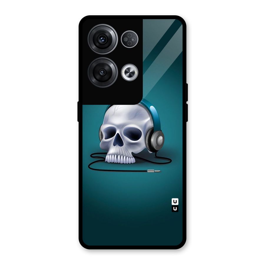 Music Skull Glass Back Case for Oppo Reno8 Pro 5G
