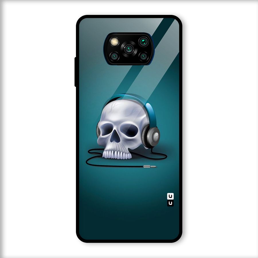 Music Skull Glass Back Case for Poco X3