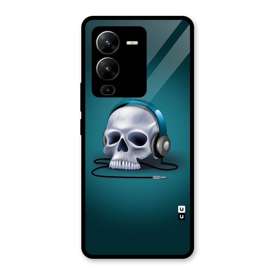 Music Skull Glass Back Case for Vivo V25 Pro