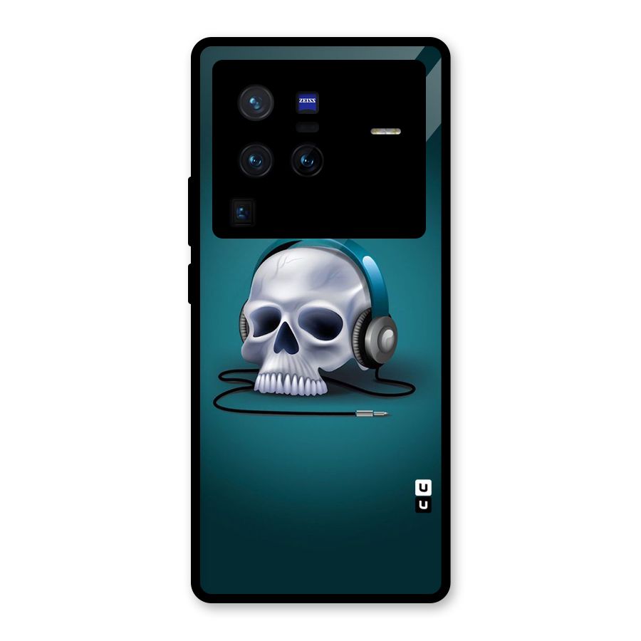 Music Skull Glass Back Case for Vivo X80 Pro
