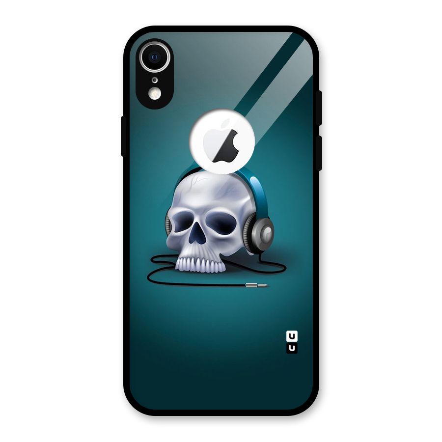 Music Skull Glass Back Case for iPhone XR Logo Cut